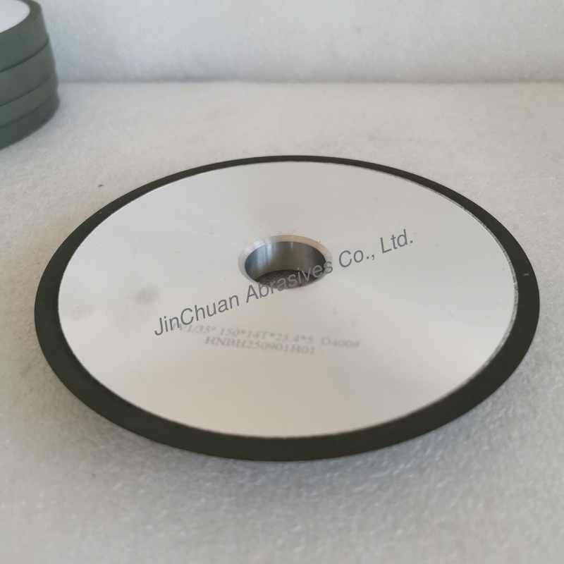 1V1/35° 150*14T*25.4*5mm D400 C100 Resin Bond Diamond Grinding Wheel For Grinding Carbon Brush
